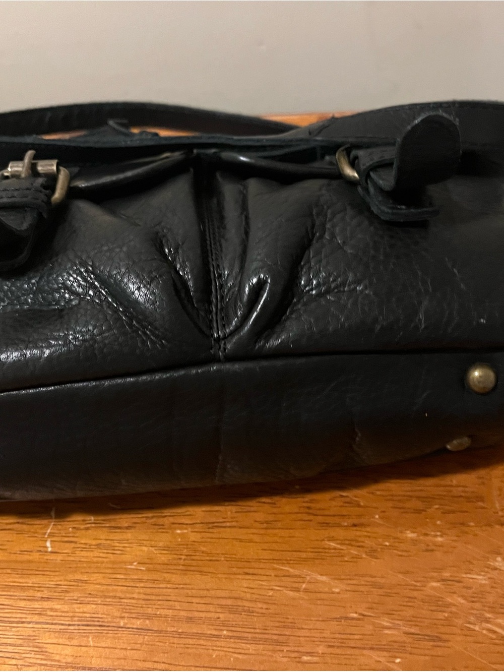 ASHWOOD Black Leather Studded Crossbody Handbag - Picture 6 of 8